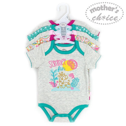 Motherschoice Summer Fun Baby Bodysuit Pack of 5 Multicolor IT3357