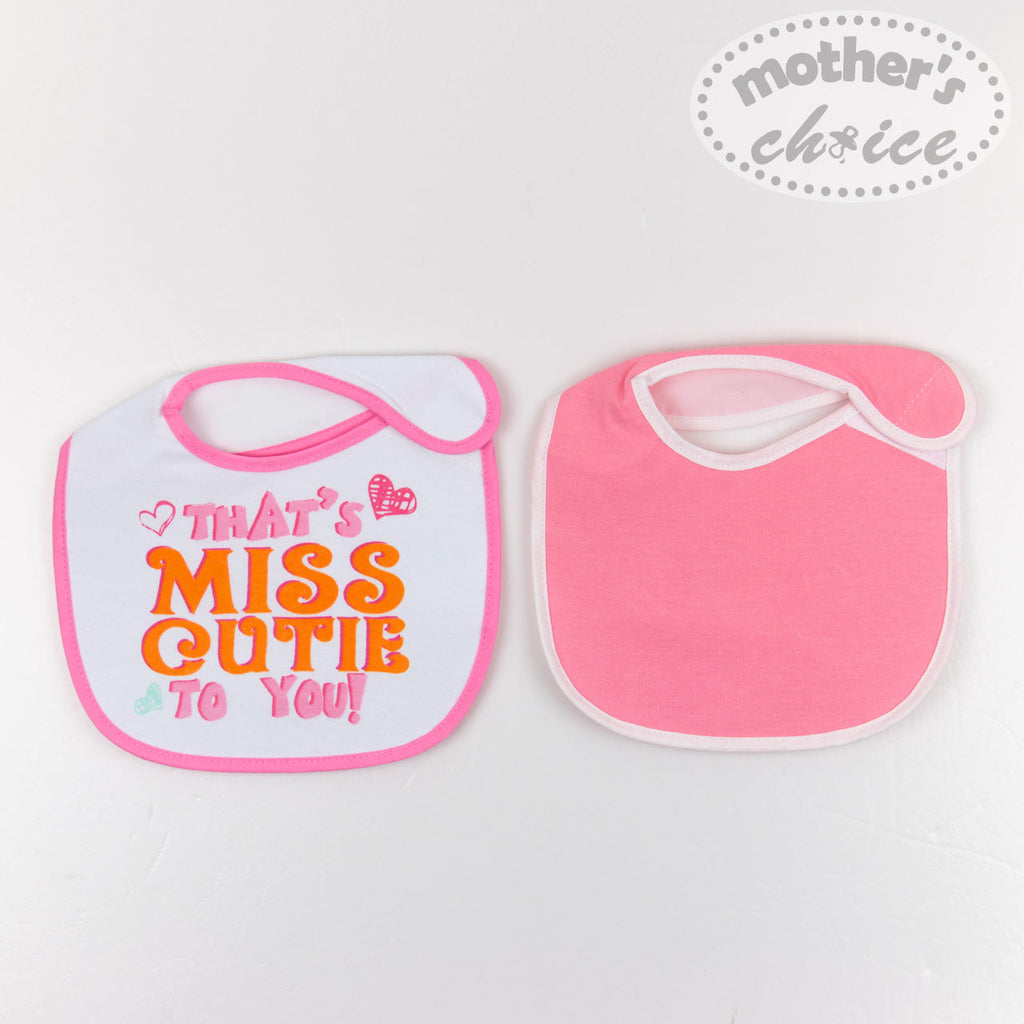 Motherschoice Super Cotton Bibs Pack of 2 White/Pink IT1323 Age- Newborn to 2 Years