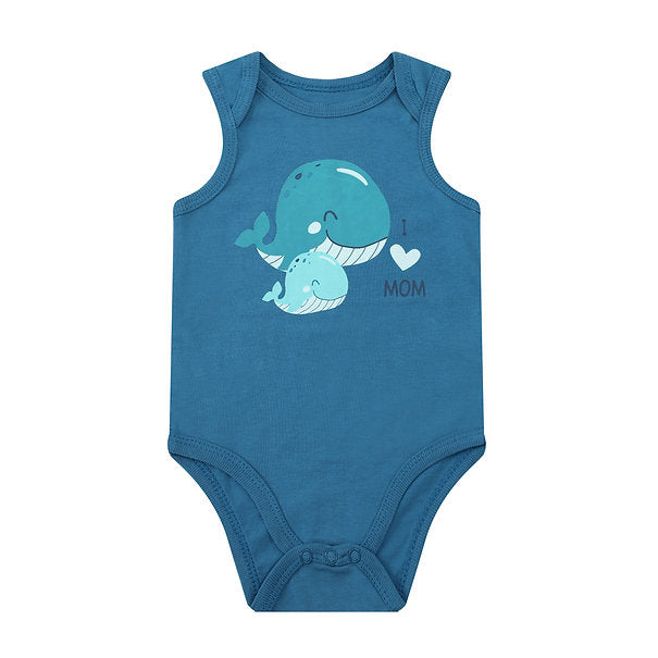 Motherschoice Whale Printed Baby Boys 3-Piece Set of Bodysuit, Pants & Sun Hat Blue IT5154