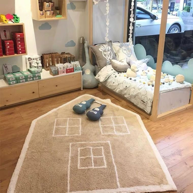 Peekaboo 3D Home Themed Rectangular Carpet/ Baby Play Mat (80 x 100 cm) Beige/White Age- Newborn & Above