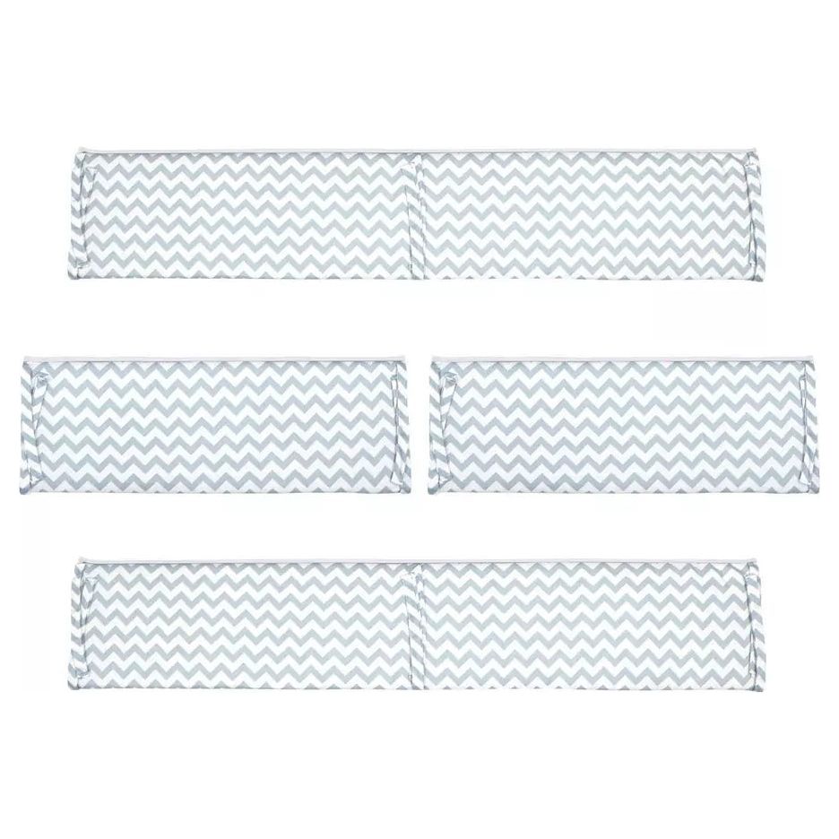 Peekaboo Cot/Crib Bumper Chevron Printed White/Grey (200 X 30 cm) Age- Newborn & Above