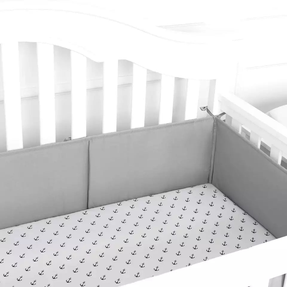 Peekaboo Cot/Crib Bumper Solid Grey (200 X 30 cm) Age- Newborn & Above