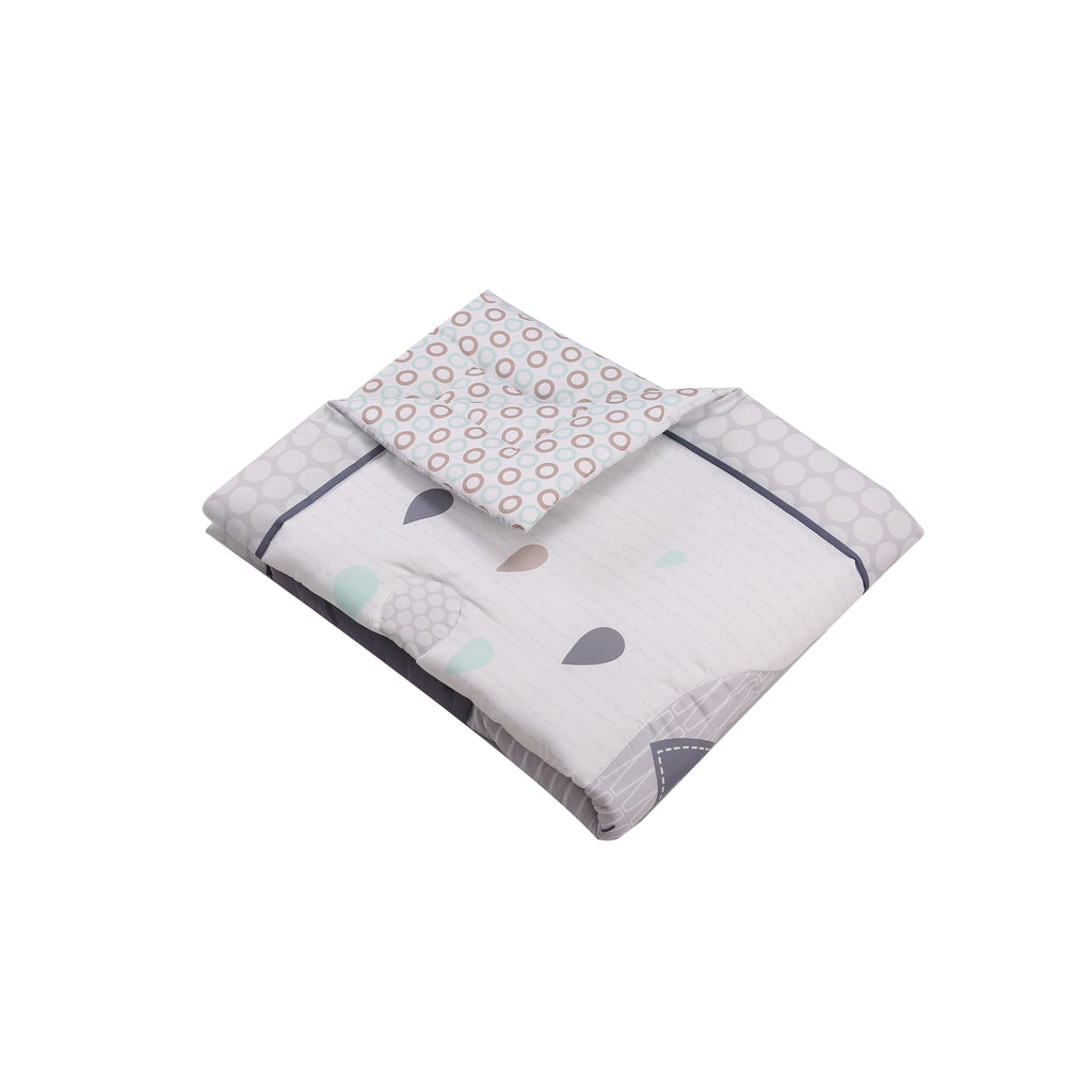 Peekaboo Elephant Themed 3-Piece Toddler/Crib 100% Organic Cotton Bedding Set (Fitted Bedsheet, Duvet Cover, Pillow Cover) White Age- 18 Months to 5 Years