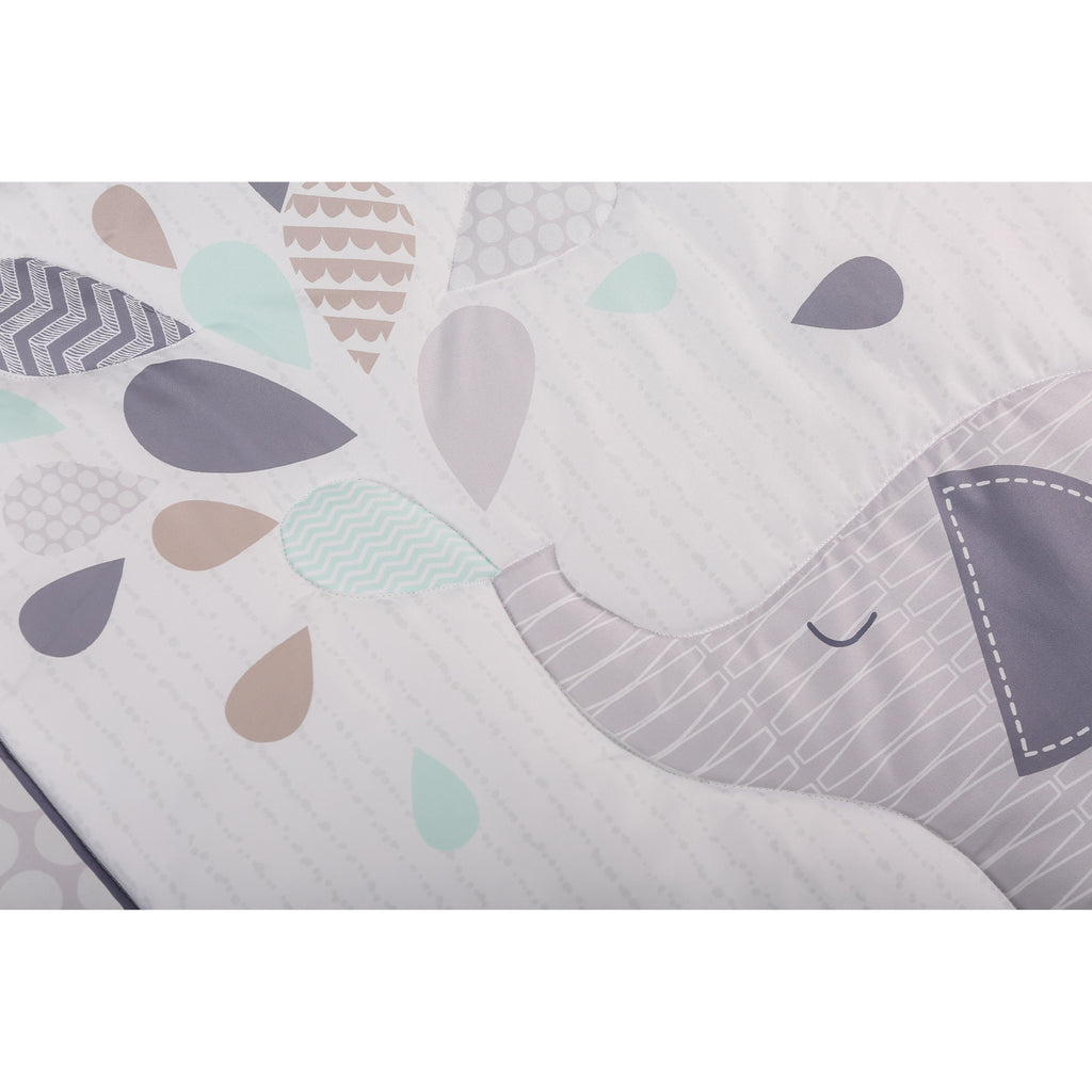 Peekaboo Elephant Themed 3-Piece Toddler/Crib 100% Organic Cotton Bedding Set (Fitted Bedsheet, Duvet Cover, Pillow Cover) White Age- 18 Months to 5 Years