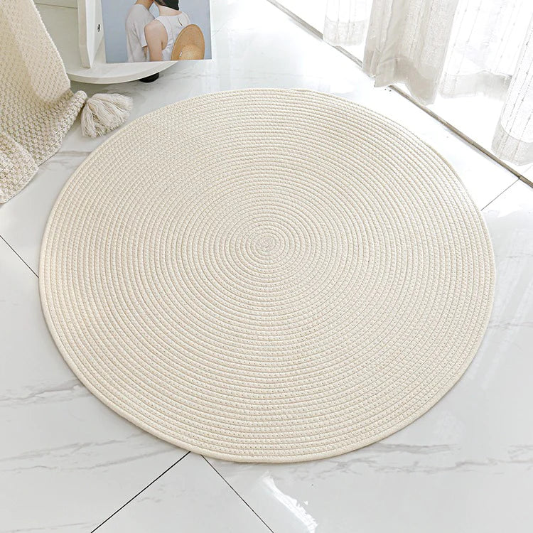 Peekaboo Hand Woven Natural Jute Carpet/ Baby Play Mat (200 cm Diameter) Natural Cream