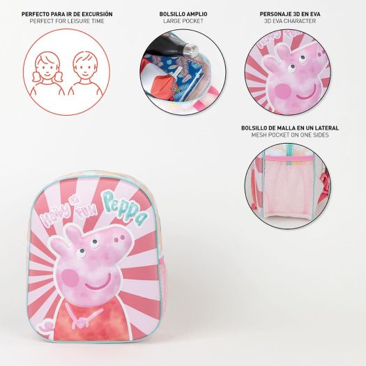 Peppa Pig 3D Printed Design Cute Backpack 5106 Pink Age- 3 Years & Above