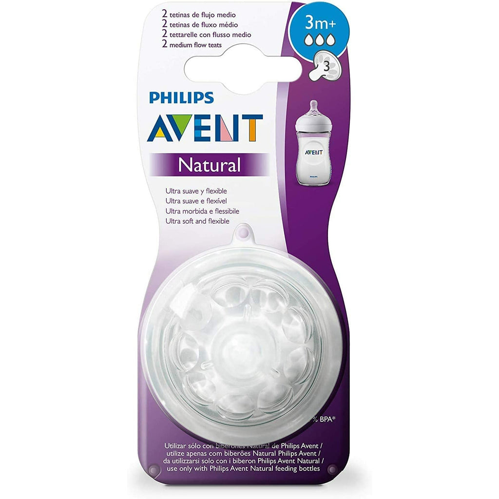 Philips Avent Natural Medium Flow Teats 2 Pack 3m+