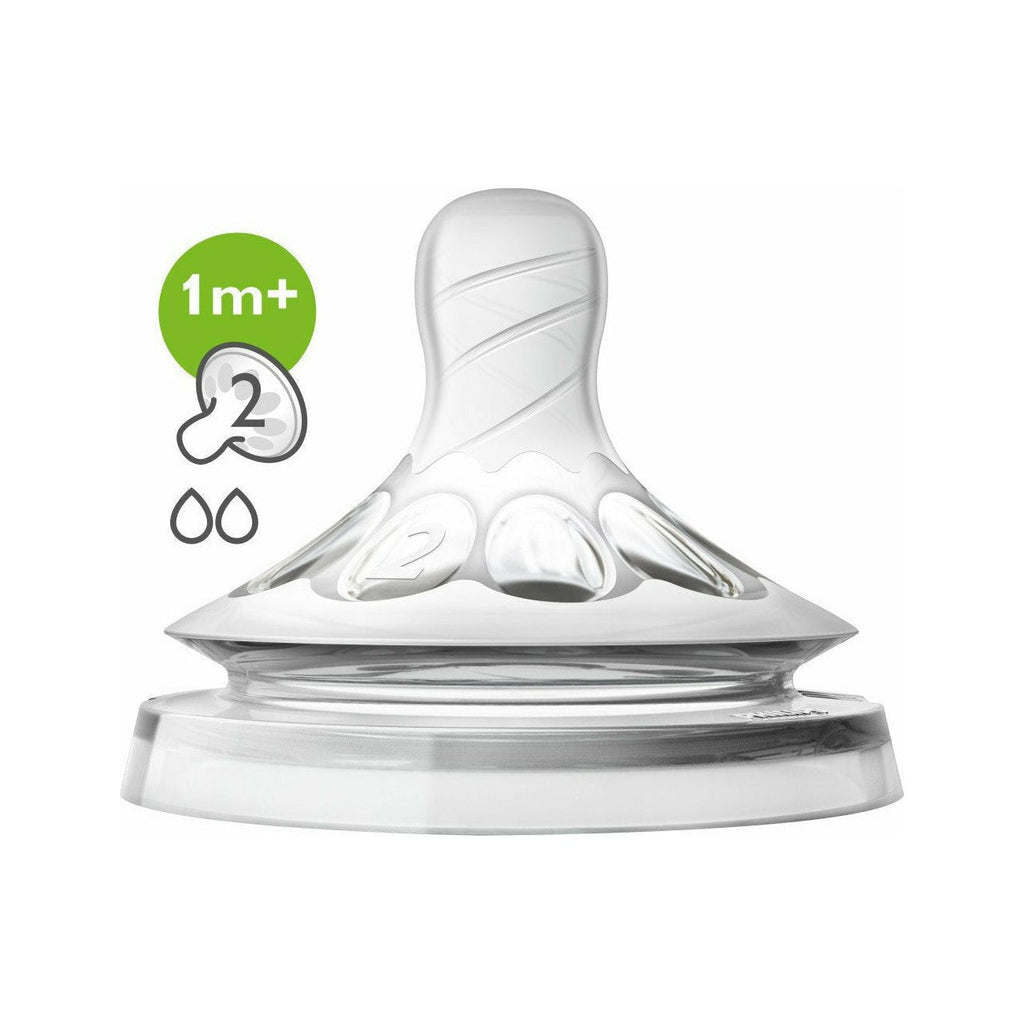 Philips Avent Natural Slow Flow Teats 2 Pack 1m+