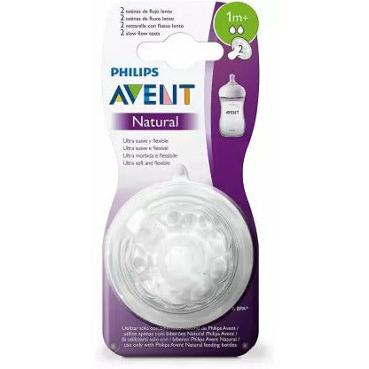 Philips Avent SCF042/27 Natural Slow Flow Teats 2 Pack 1m+