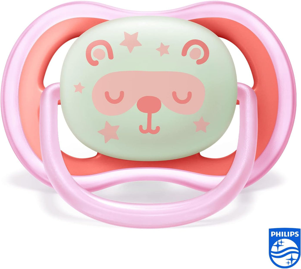 Philips Avent Ultra Air Night Pink Girls Pacifiers Scf376/20 Age- 6 Months to 18 Months