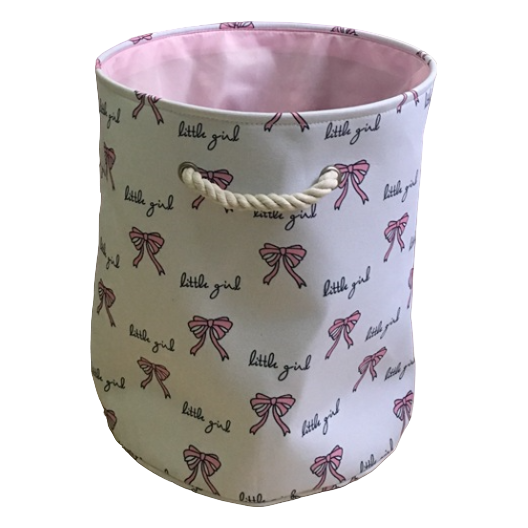 Pibi Adorable Little Girl Printed Laundry Bag/Toy Organizer (35 x 40 cm) White Age- Newborn & Above