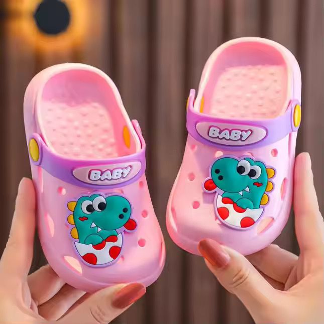 Pibi Boys Cute Baby Dinosaur Clogs Pink/Purple/Multicolor