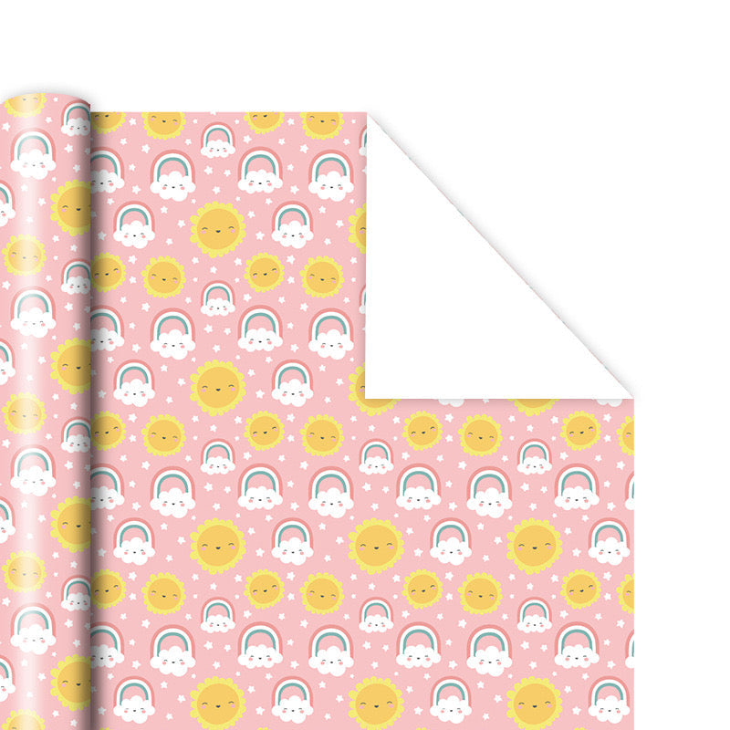 Pibi Clouds & Sun Gift Wrapping Paper 50 x 70 cm Pink