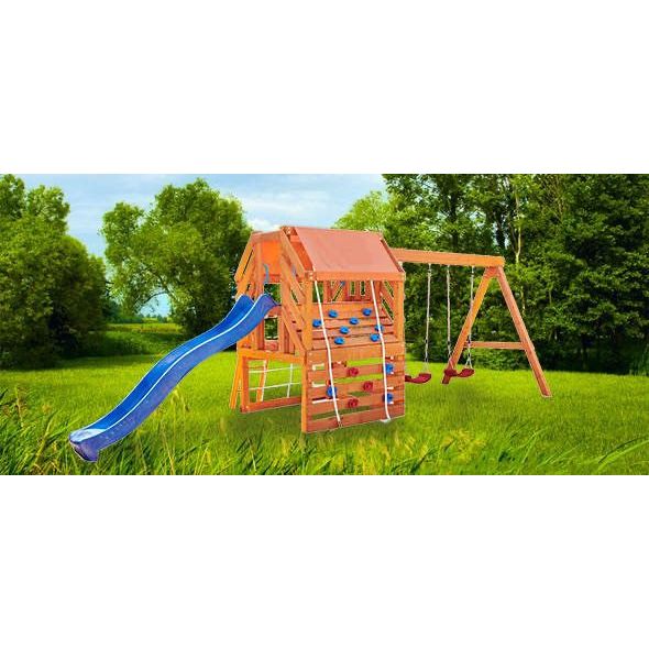 Pibi Cute Squirrel Outdoor Backyard Wooden Kids Swing Set Playset with 8-Inch Slide Multicolor Age- 3 Years & Above