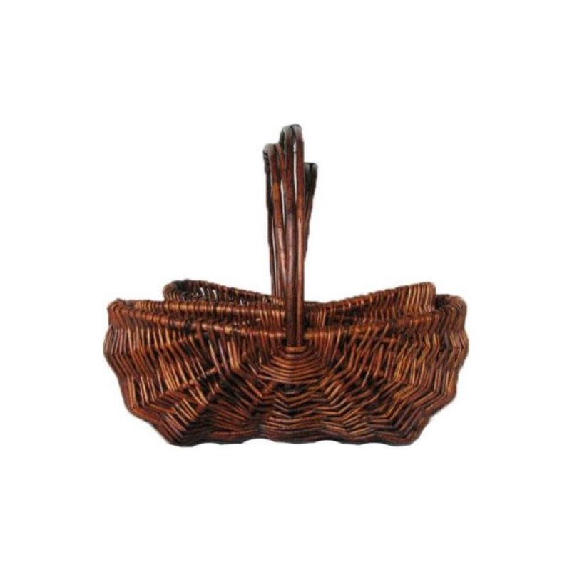 Pibi Hand Woven Round Harvest Basket with Handle Medium ( 44 x 31 x 15.5 cm) for Storage & Gifting Brown