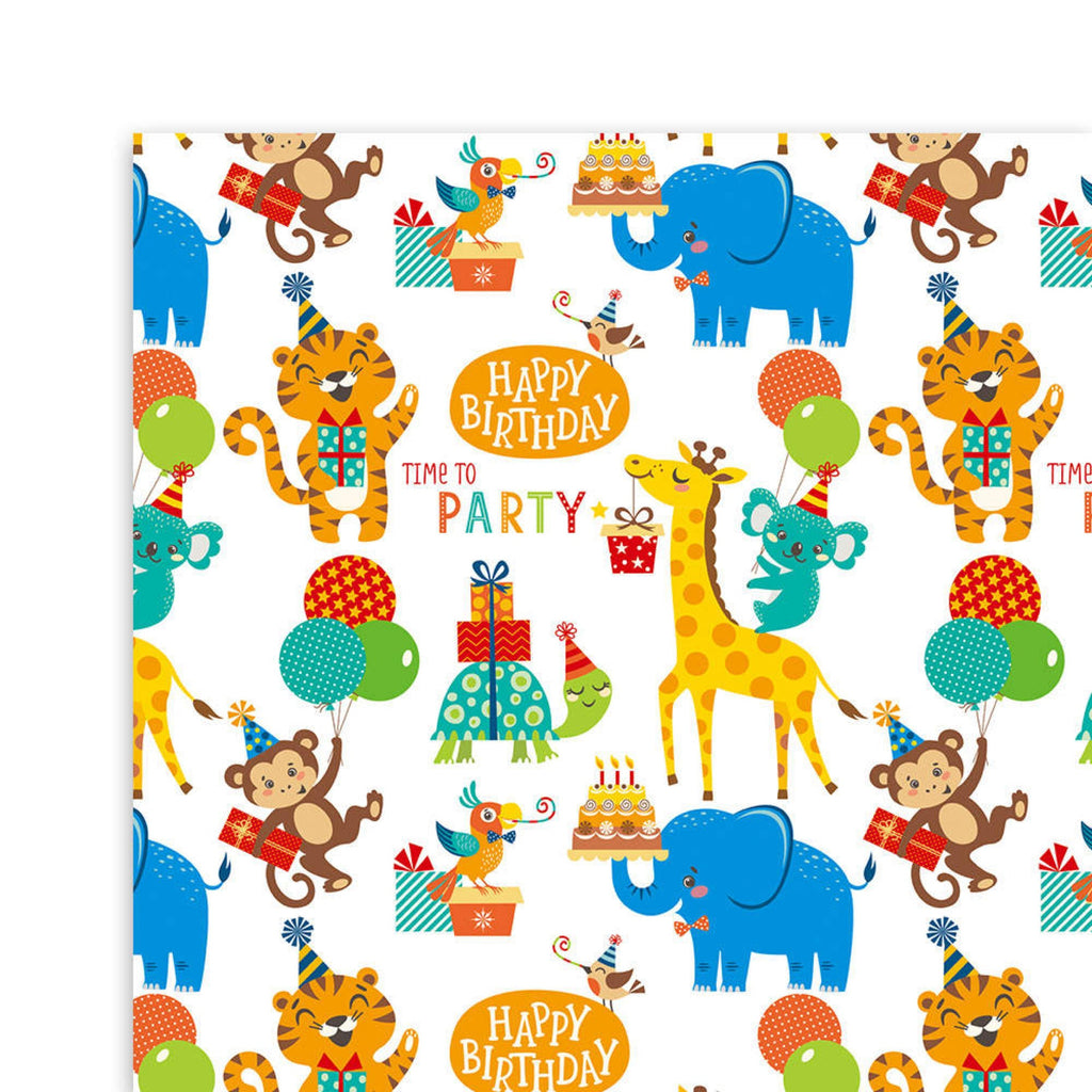 Pibi Happy Birthday & Jungle Animals Gift Wrapping Paper 50 x 70 cm Multicolor
