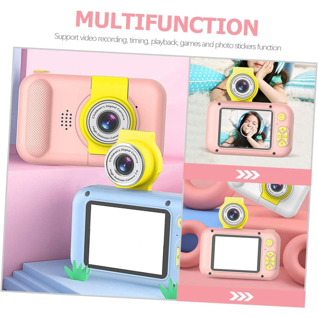 Pibi Kids 2.4 inch Front And Rear Dual Mini Camera Pink/Yellow Age- 3 Years & Above