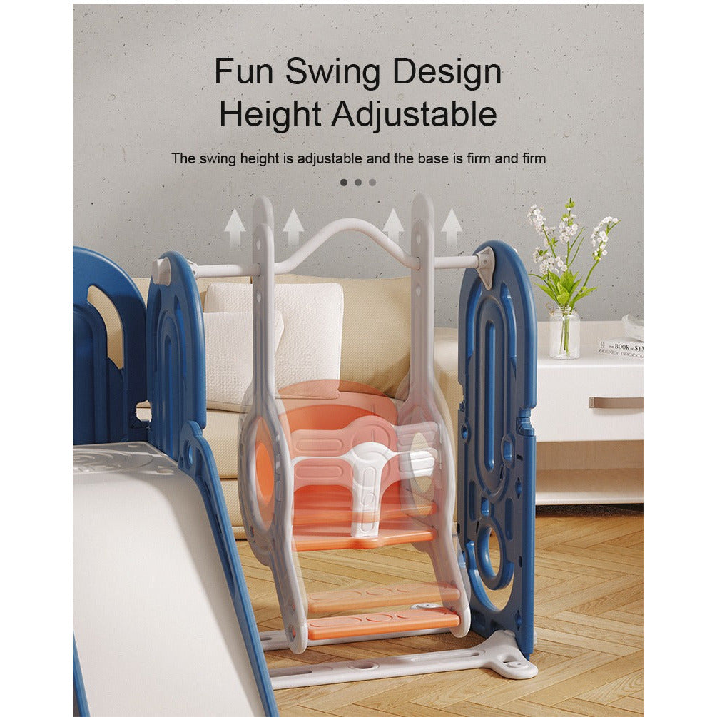Pibi Multifunctional Playset- Climb, Slide & Swing Blue/Grey Age- 12 Months to 7 Years