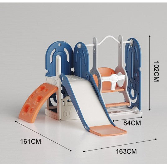 Pibi Multifunctional Playset- Climb, Slide & Swing Blue/Grey Age- 12 Months to 7 Years
