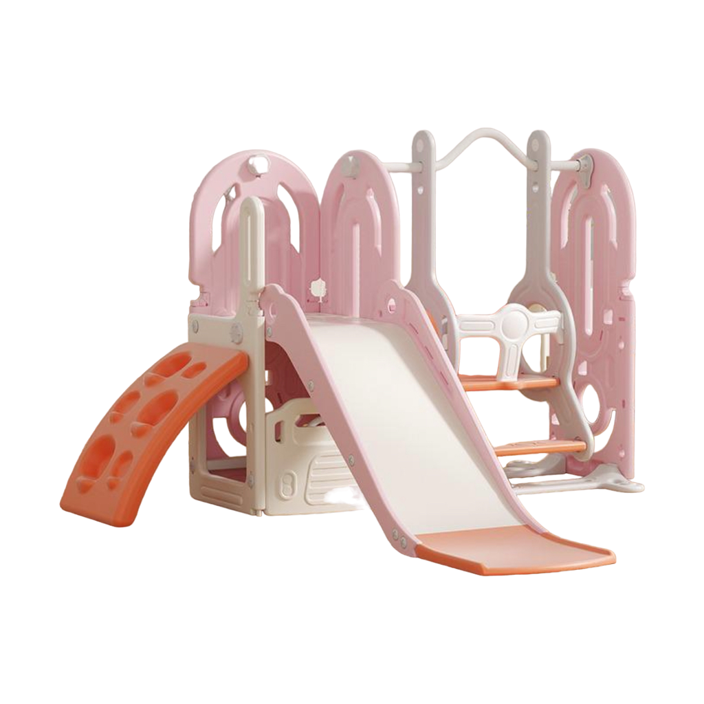 Pibi Multifunctional Playset- Climb, Slide & Swing Pink/Grey Age- 12 Months to 7 Years
