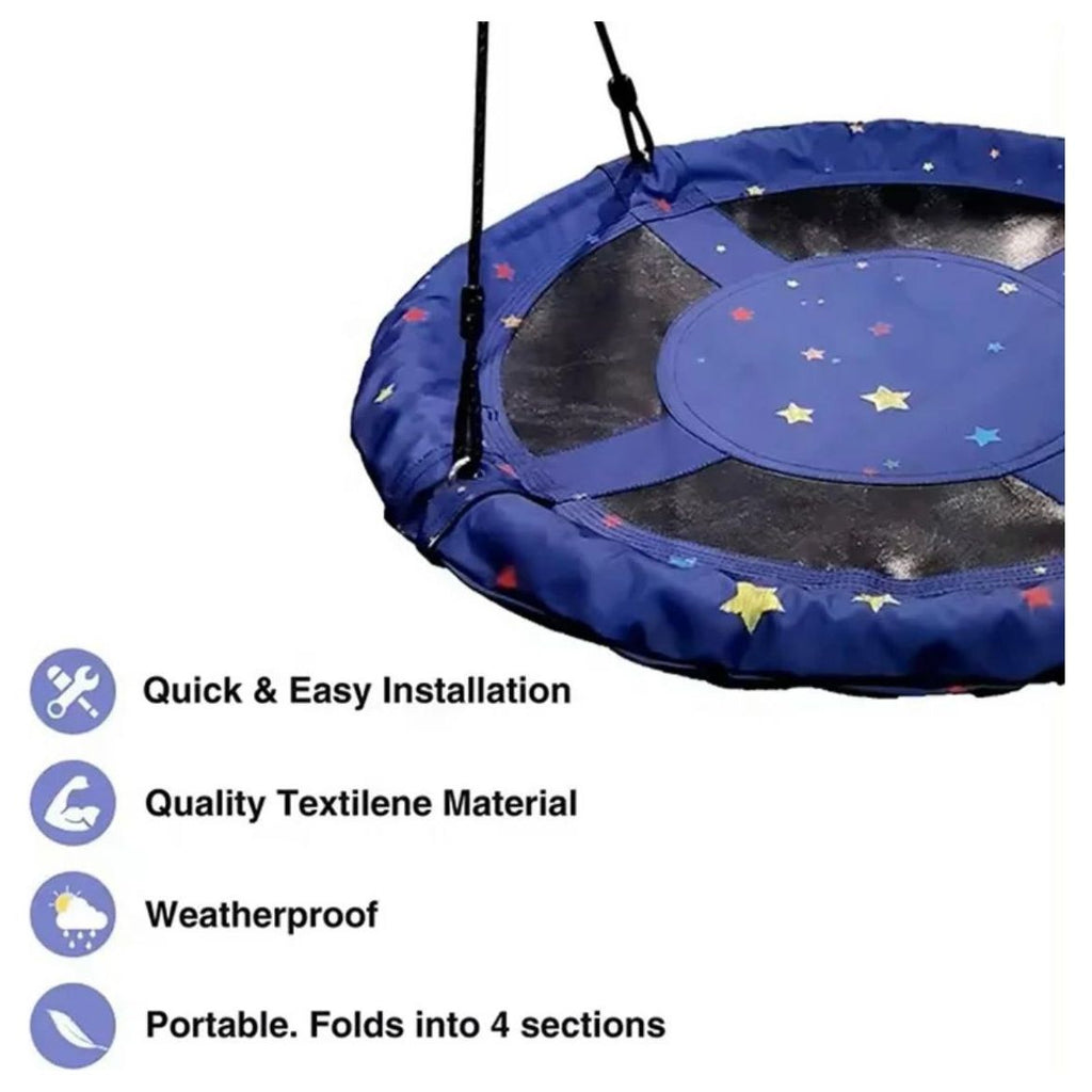 Pibi Portable Outdoor Platform Tree Swing Saucer (100 cm Diameter) with Hanging Rope Blue/Black Age- 3 Years & Above