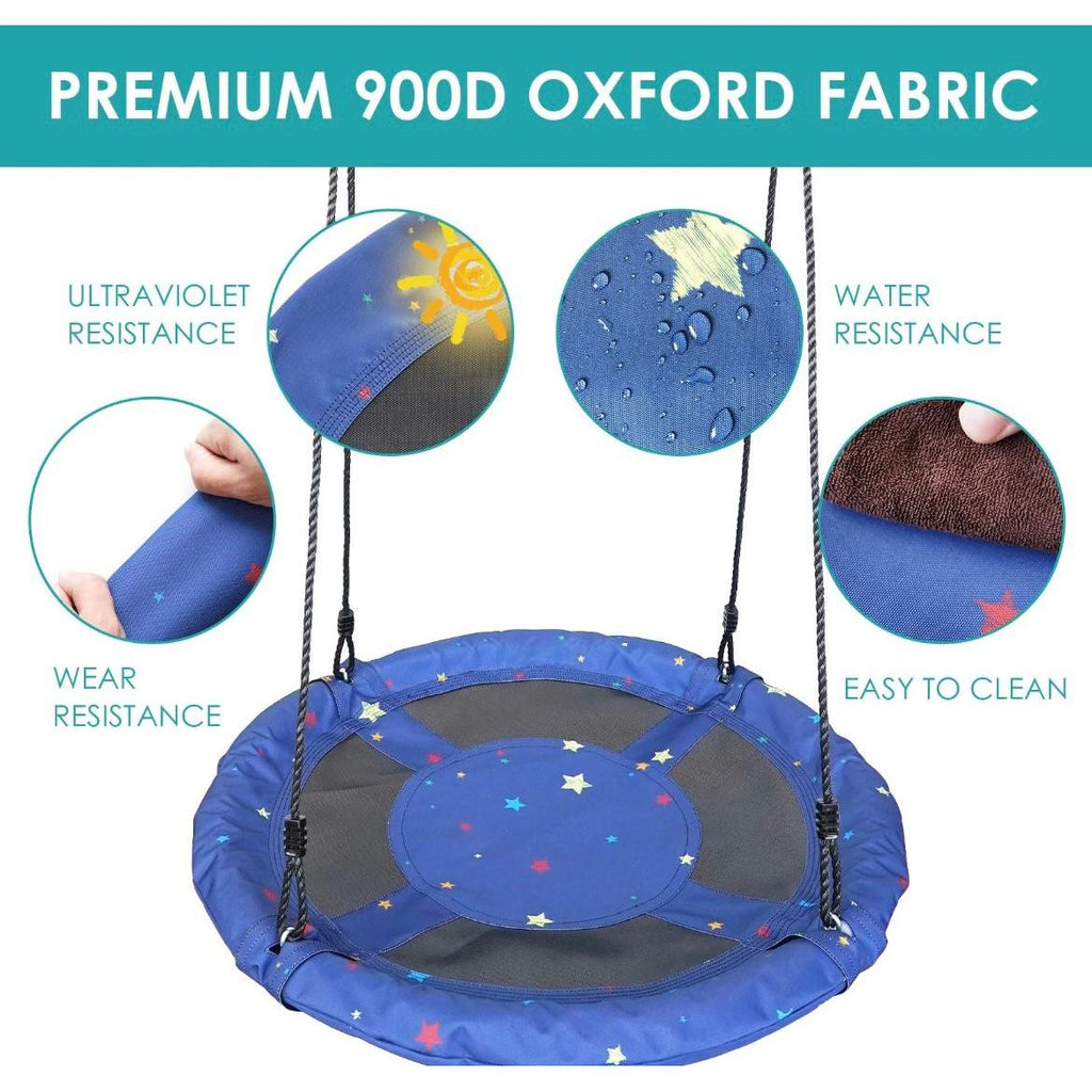 Pibi Portable Outdoor Platform Tree Swing Saucer (100 cm Diameter) with Hanging Rope Blue/Black Age- 3 Years & Above