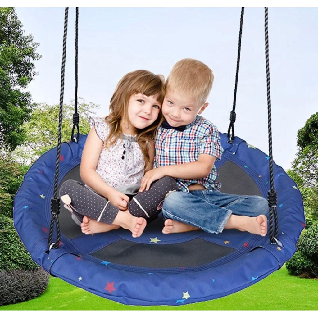 Pibi Portable Outdoor Platform Tree Swing Saucer (100 cm Diameter) with Hanging Rope Blue/Black Age- 3 Years & Above