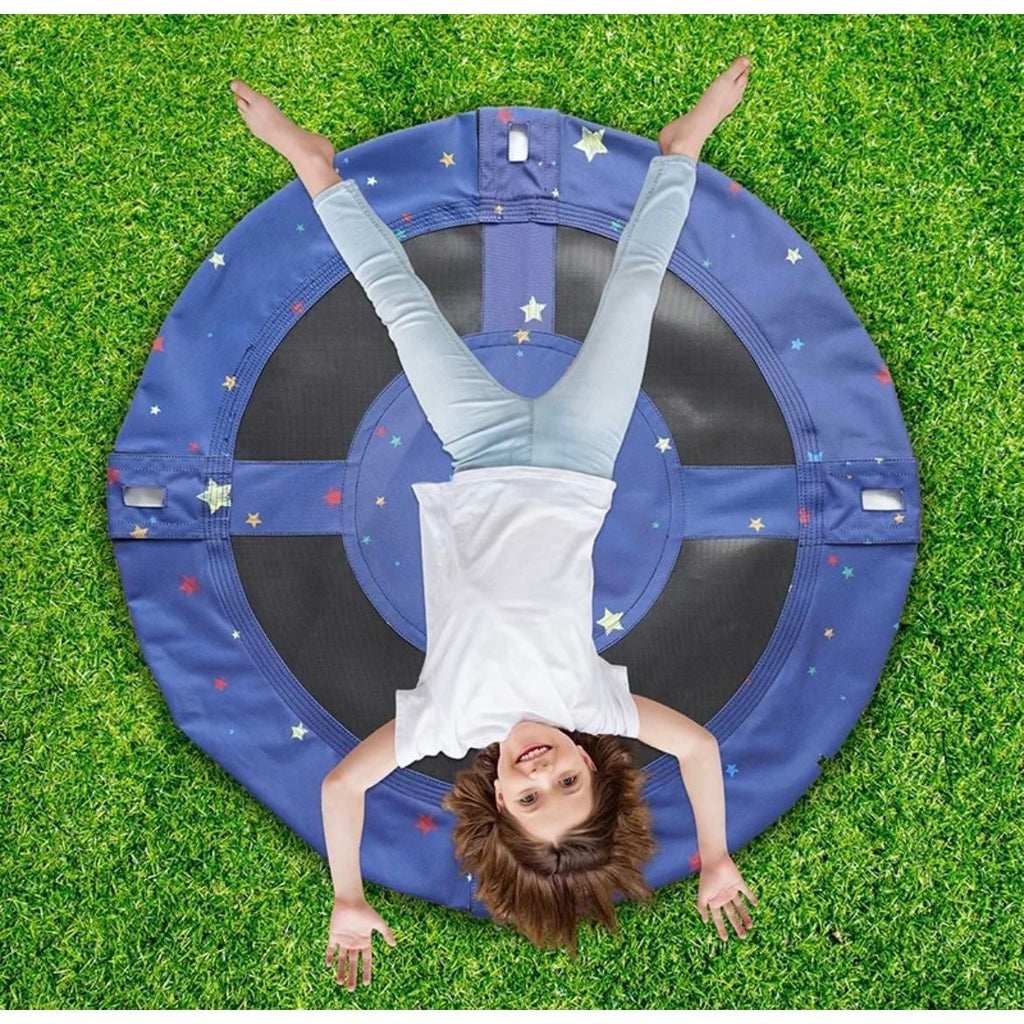 Pibi Portable Outdoor Platform Tree Swing Saucer (100 cm Diameter) with Hanging Rope Blue/Black Age- 3 Years & Above
