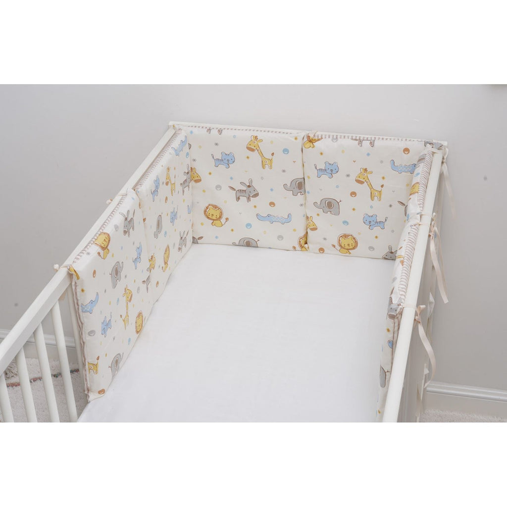 Pibi Premium Jungle Themed Printed Reversible Cot Bumper Cream (180 X 30 cm) Age- Newborn & Above