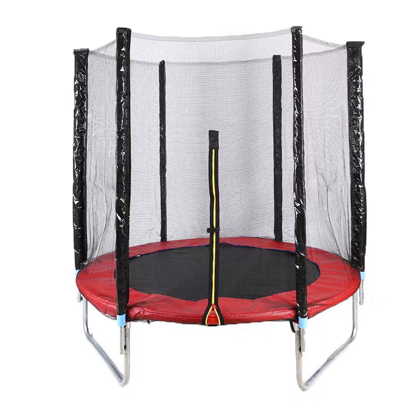 Pibi Round Jump & Bounce Trampoline with Safety Enclosure Net 10 Feet & Ladder  Red/Black Age- 3 Years & Above