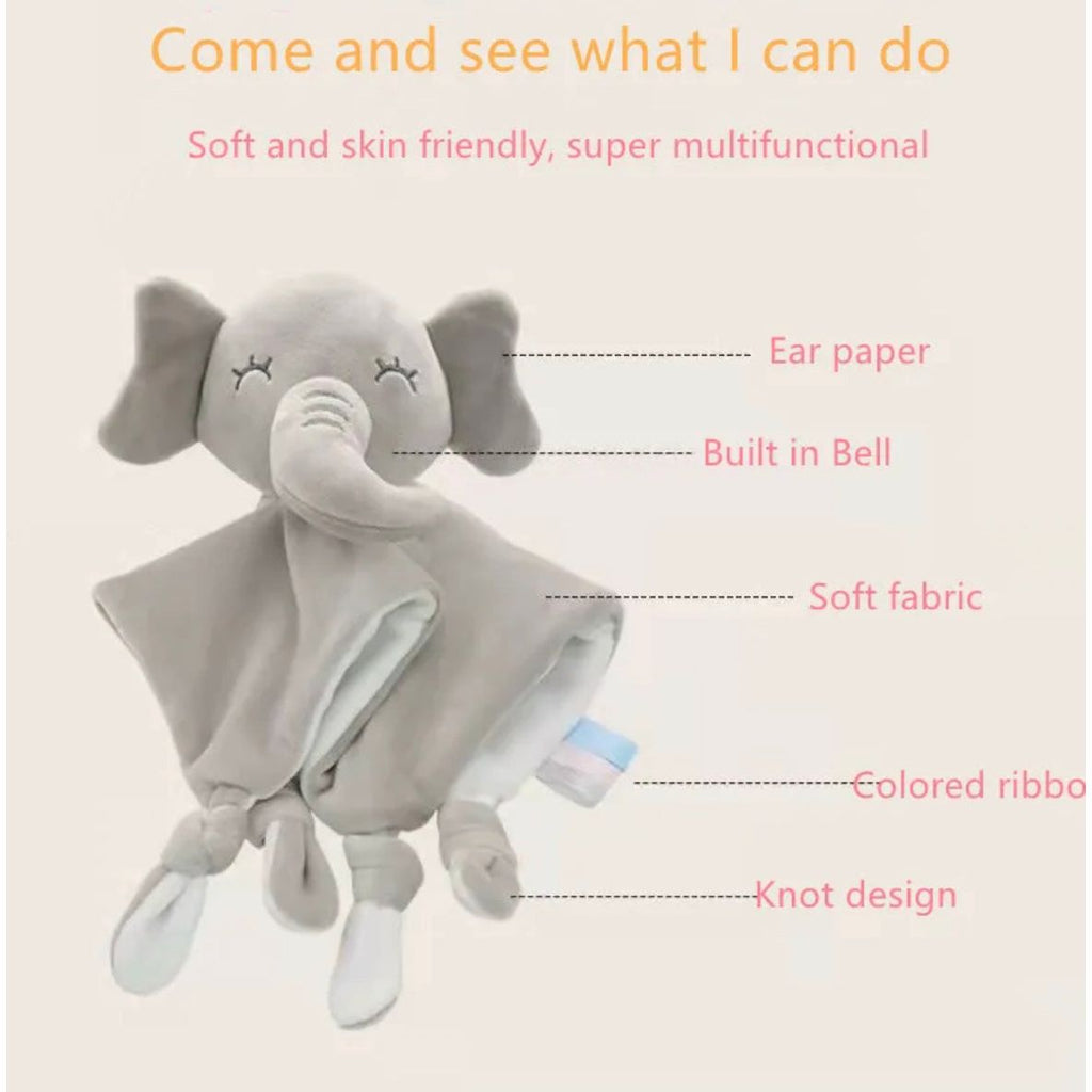 Pibi Ultra Soft Baby Plush Toy Teether Blanket Assorted Elephant/Bunny (31 x 17 cm) (Single) Age- Newborn to 3 Years