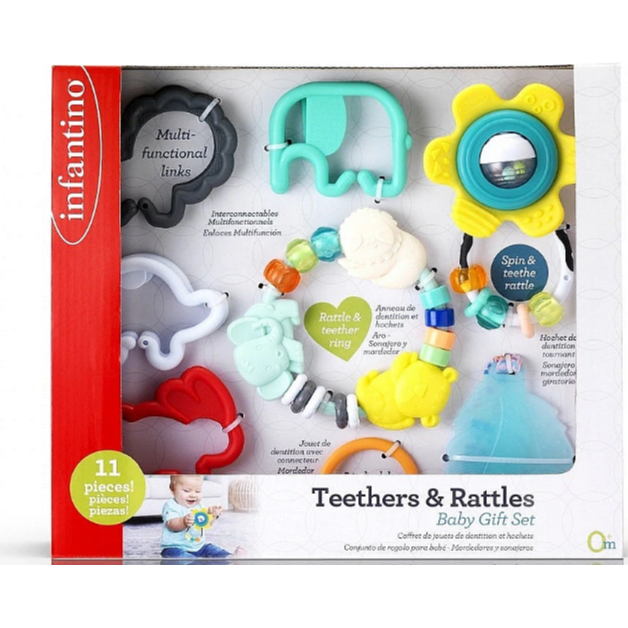 Infantino Teethers & Rattles Baby Gift Set 11 Pieces Age- Newborn & Above