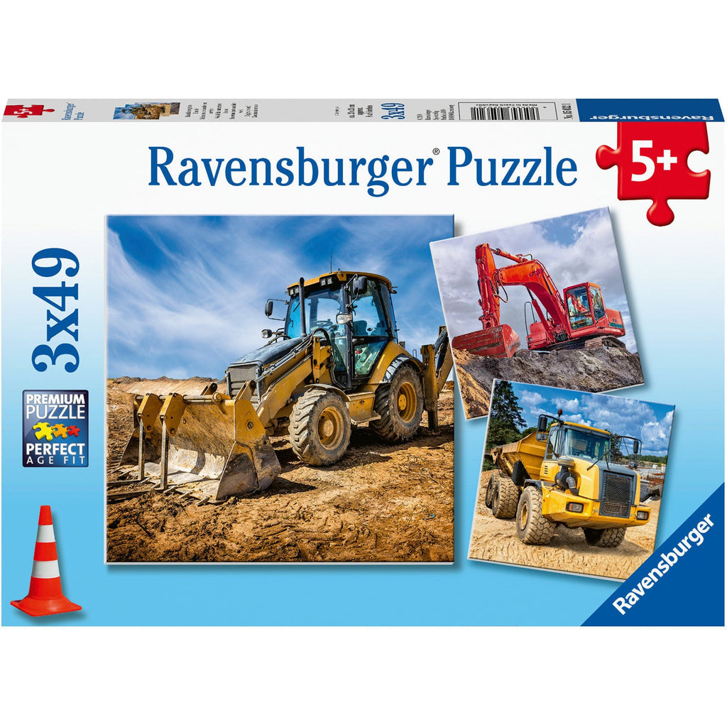 Ravensburger Digger at Work Jigsaw Puzzle 3 x 49 Pieces Age- 5 Years & Above