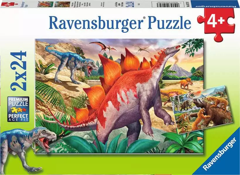 Ravensburger Jurassic Wildlife Jigsaw Puzzles (2x 24 Pieces) for Kids Age- 4 Years & Above 