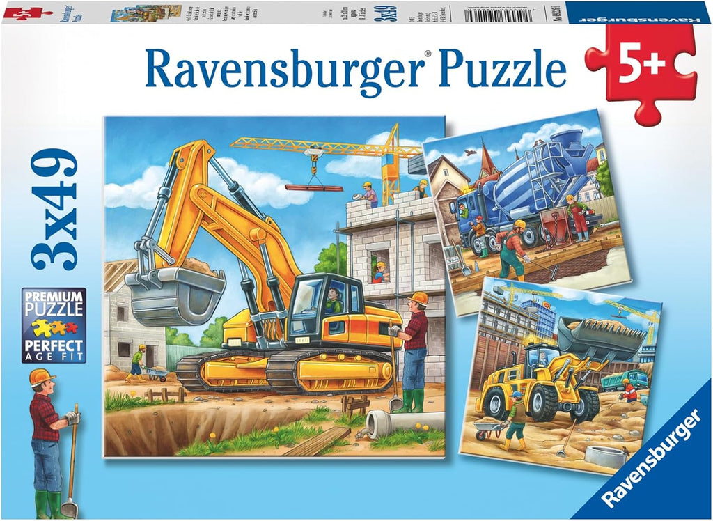 Ravensburger Large Construction Vehicle Kids Puzzle 3 x 49 Pieces Age- 4 Years & Above