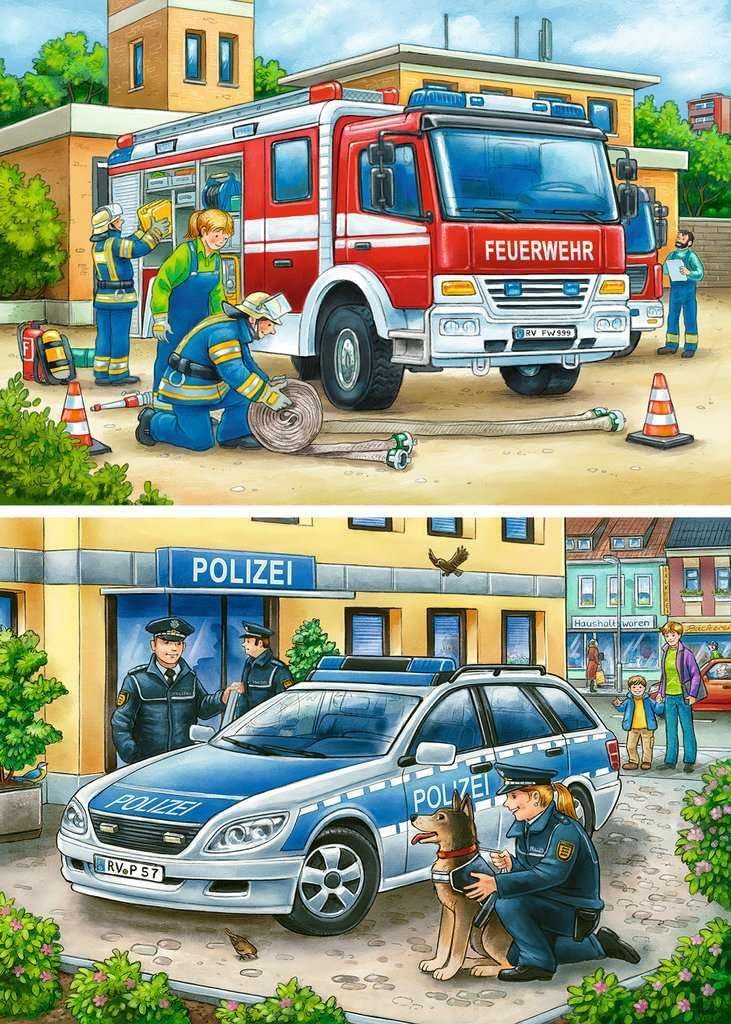 Ravensburger Police And Fire Brigade Kids Puzzle 2 x 12 Pieces Age- 4 Years & Above