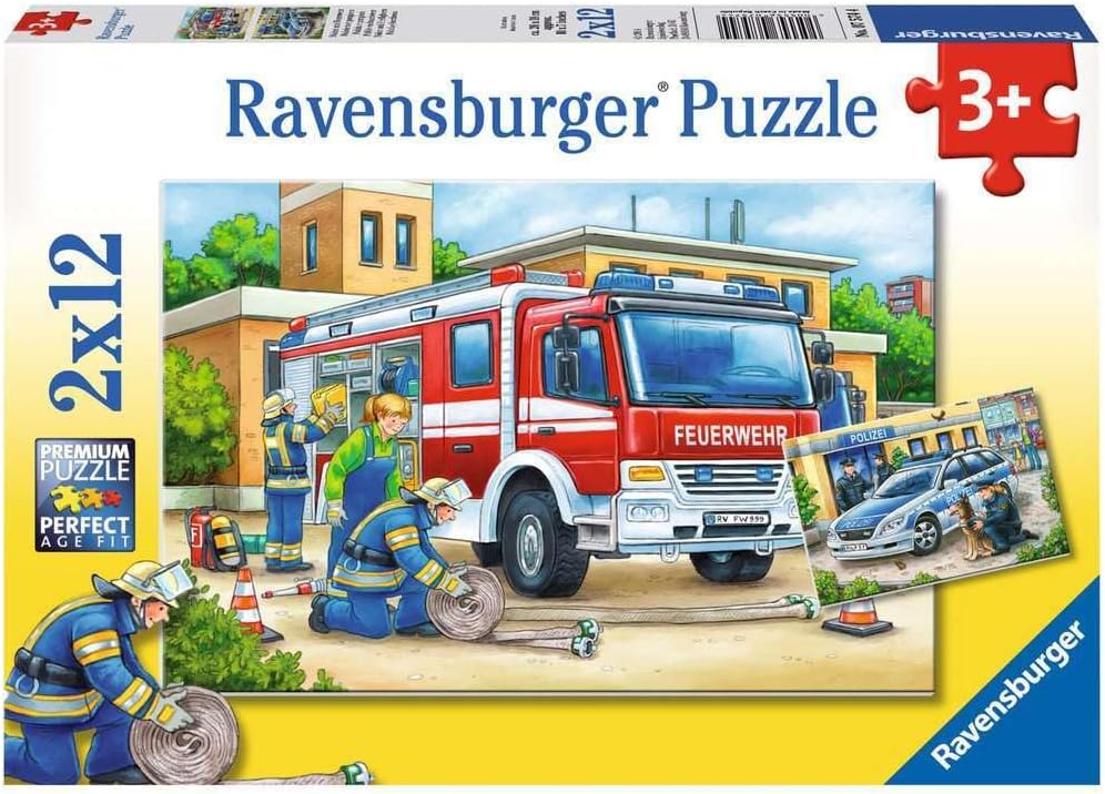 Ravensburger Police And Fire Brigade Kids Puzzle 2 x 12 Pieces Age- 4 Years & Above