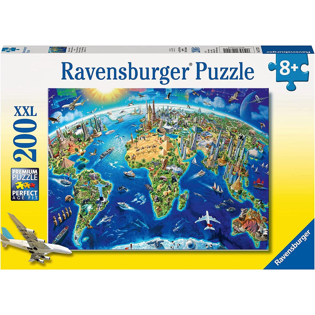 Ravensburger World Landmarks Map XXL Jigsaw Puzzle 200 Pieces Age- 8 Years & Above
