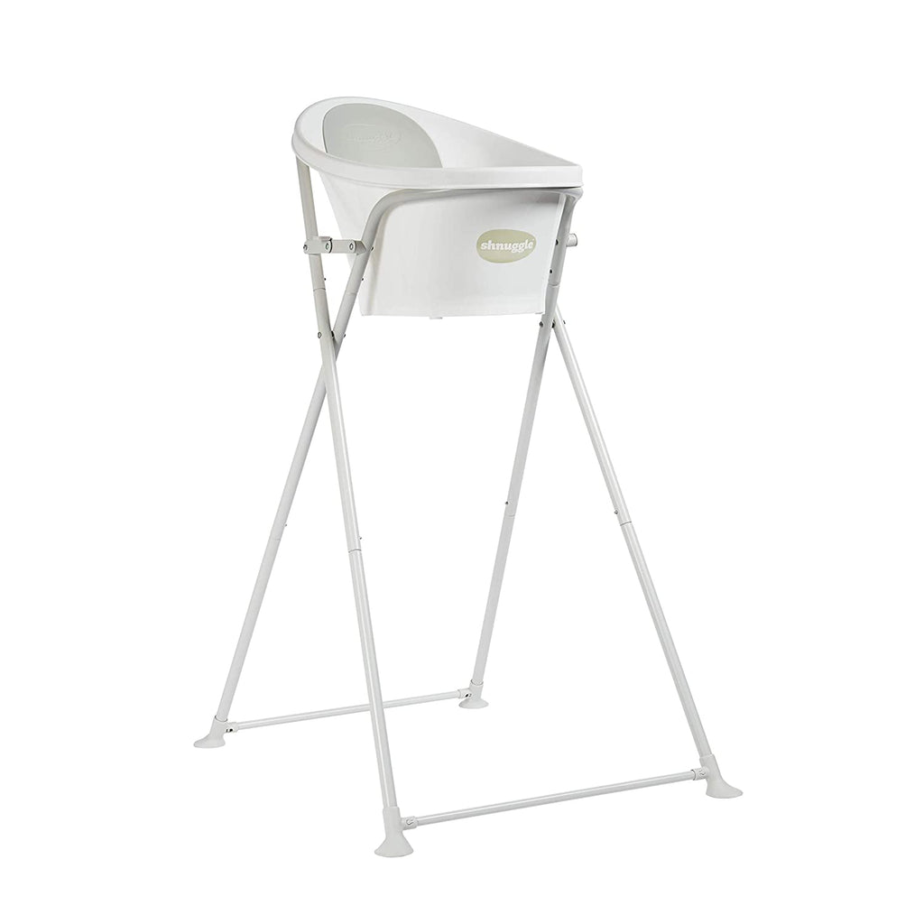 Shnuggle Baby Bath Tub with Folding Stand - Compact Support Seat to make Bath Time Easy White/Grey Age-Newborn & Above