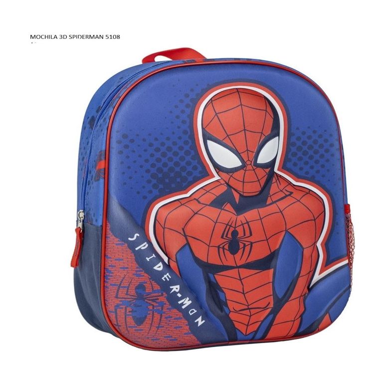 Spiderman 3D Printed Design Cute Backpack 5108 Red/Blue Age- 3 Years & Above