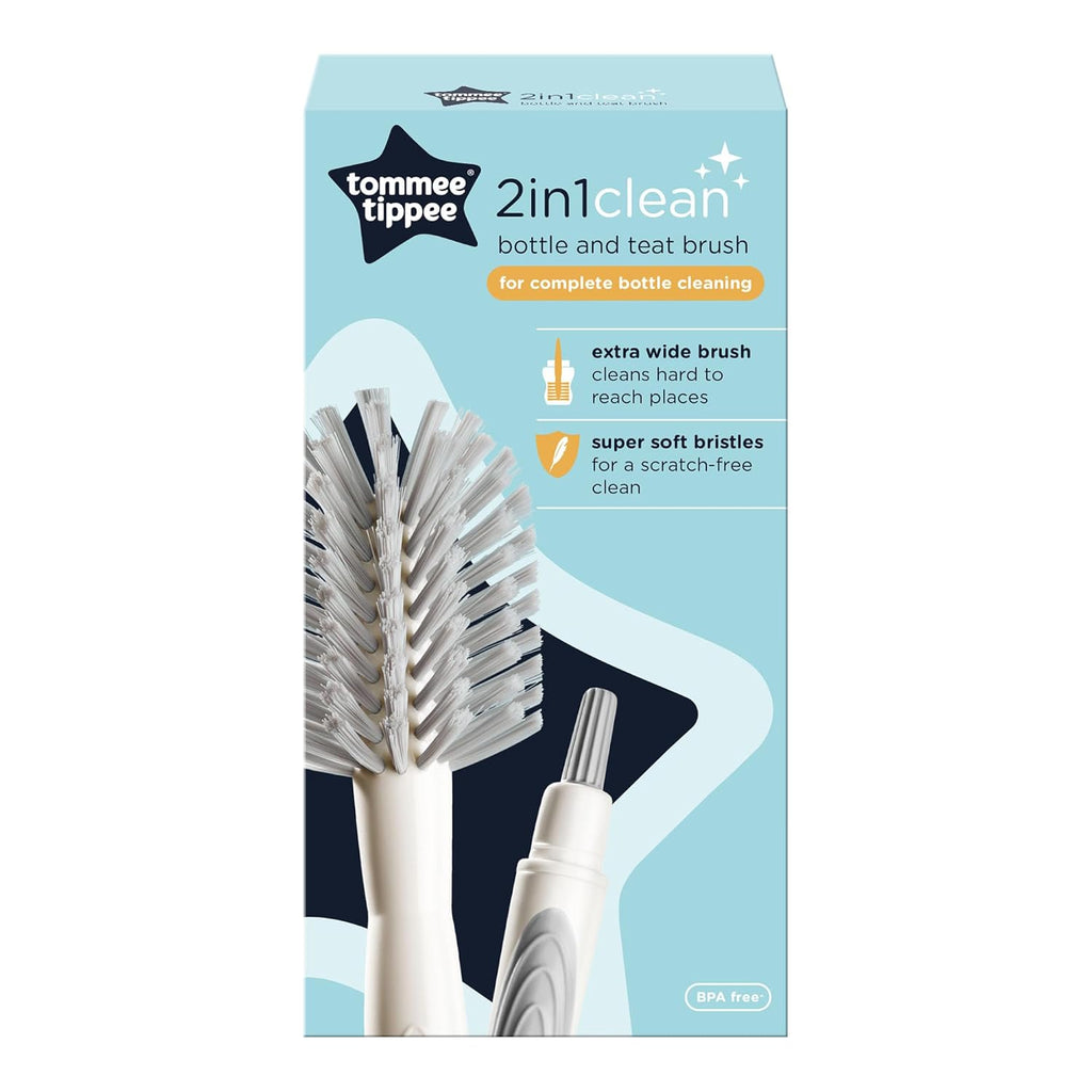 Tommee Tippee  2-in-1 Closer to Nature Feeding Bottle & Teat Cleaning Brush Age- Newborn & Above