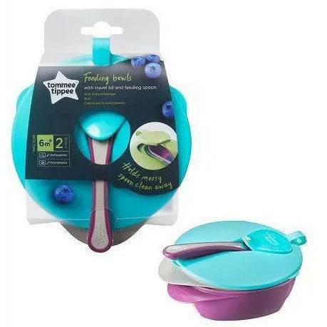 Tommee Tippee 2 Feeding Bowls, Lid & Spoon 6m+