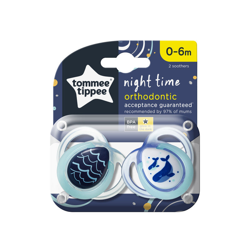 Tommee Tippee Closer to Nature Night Time Soother Pack of 2 Multicolor Age-0-6 Months