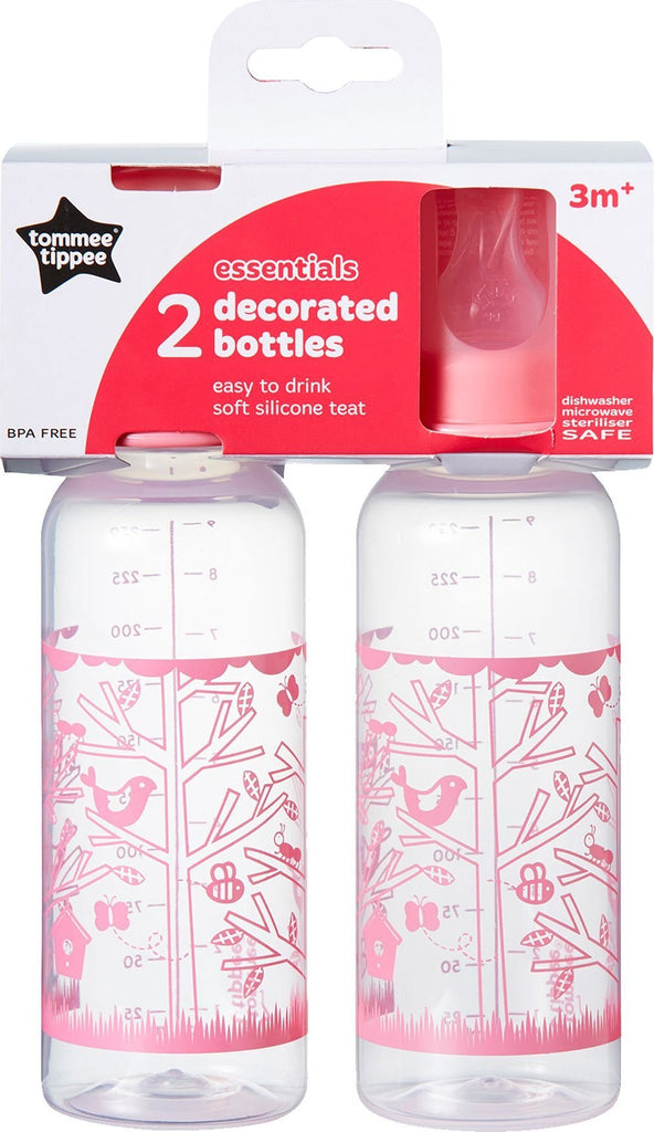 Tommee Tippee  Essential 2 Pack Decorated Baby Feeding Bottle 250 ML Age- 6 Months & Above
