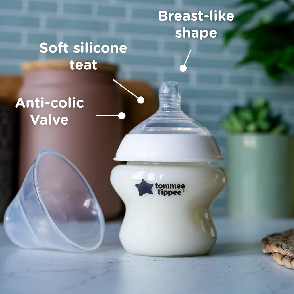 Tommee Tippee Natural Start Anti-Colic Baby Feeding Bottle with Slow Flow Breast-Like Teat &  Pond Design Pack of 2 Grey Age- Newborn & Above