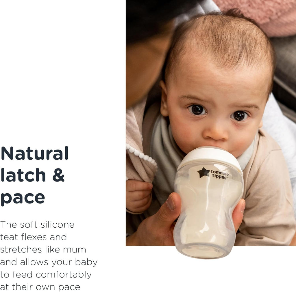 Tommee Tippee Natural Start Anti-Colic Baby Feeding Bottle with Slow Flow Breast-Like Teat &  Pond Design Pack of 2 Grey Age- Newborn & Above