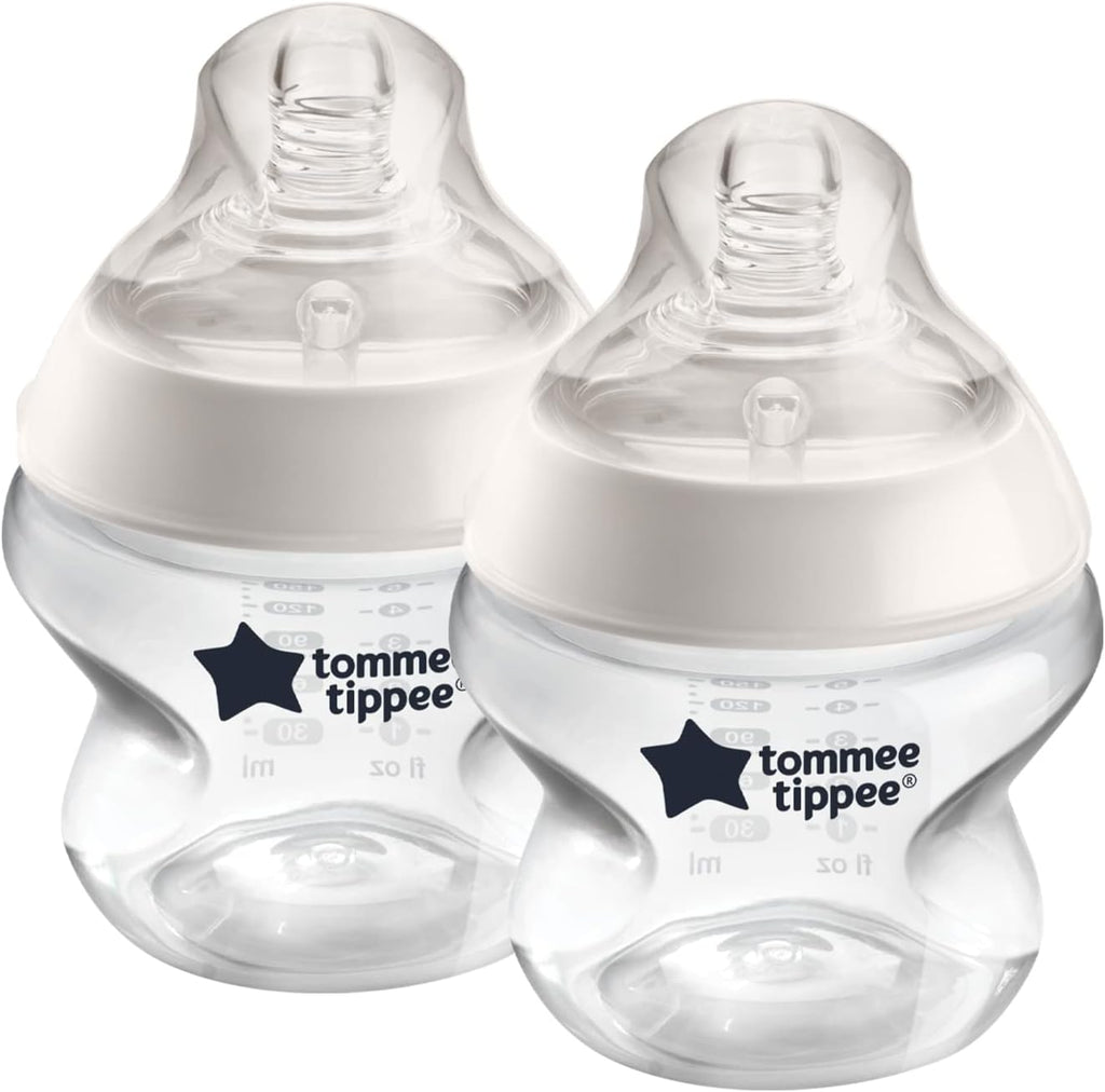 Tommee Tippee Natural Start Anti-Colic Baby Feeding Bottle with Slow Flow Breast-Like Teat &  Pond Design Pack of 2 Grey Age- Newborn & Above