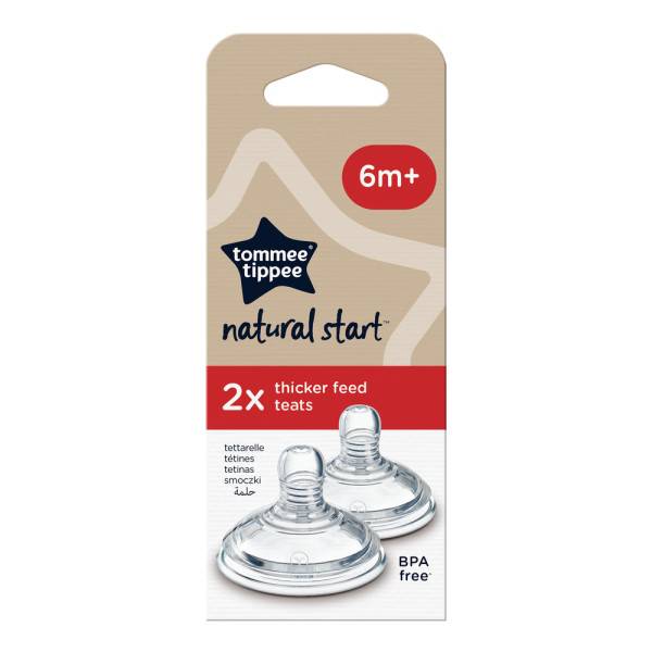 Tommee Tippee  Natural Start Thick Feed Teats X2 Age- 6 Months and Above