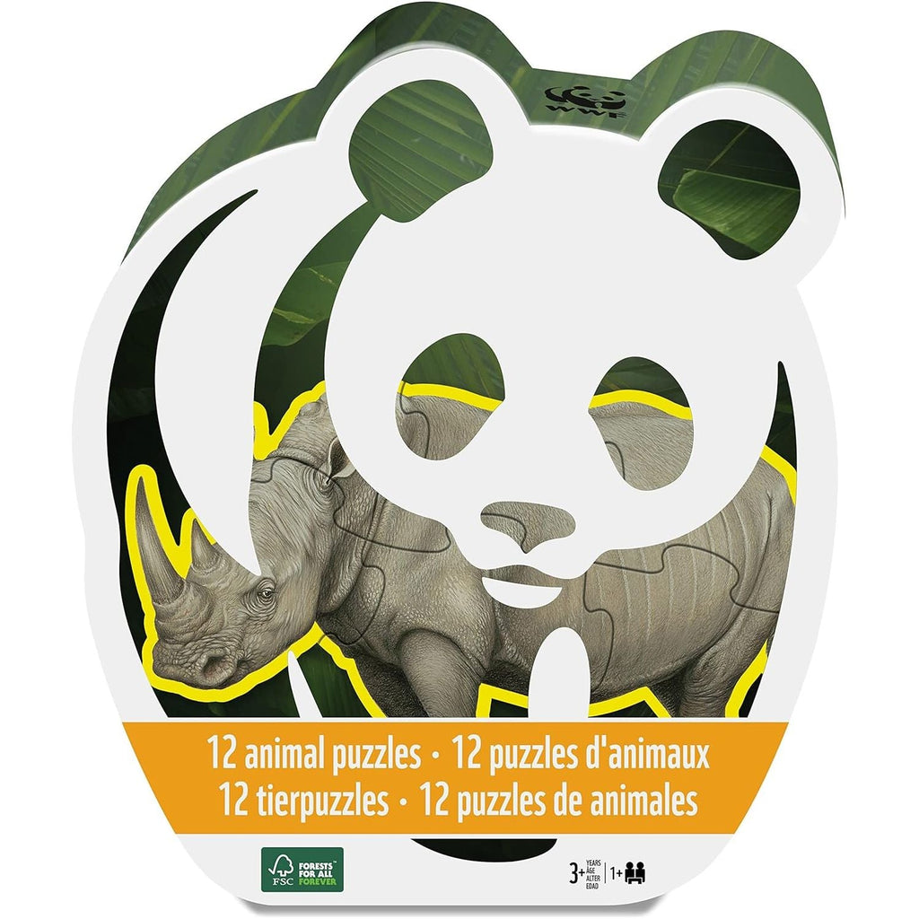 WWF 12 Animal Shaped Puzzles in Panda Box Age- 3 Years & Above