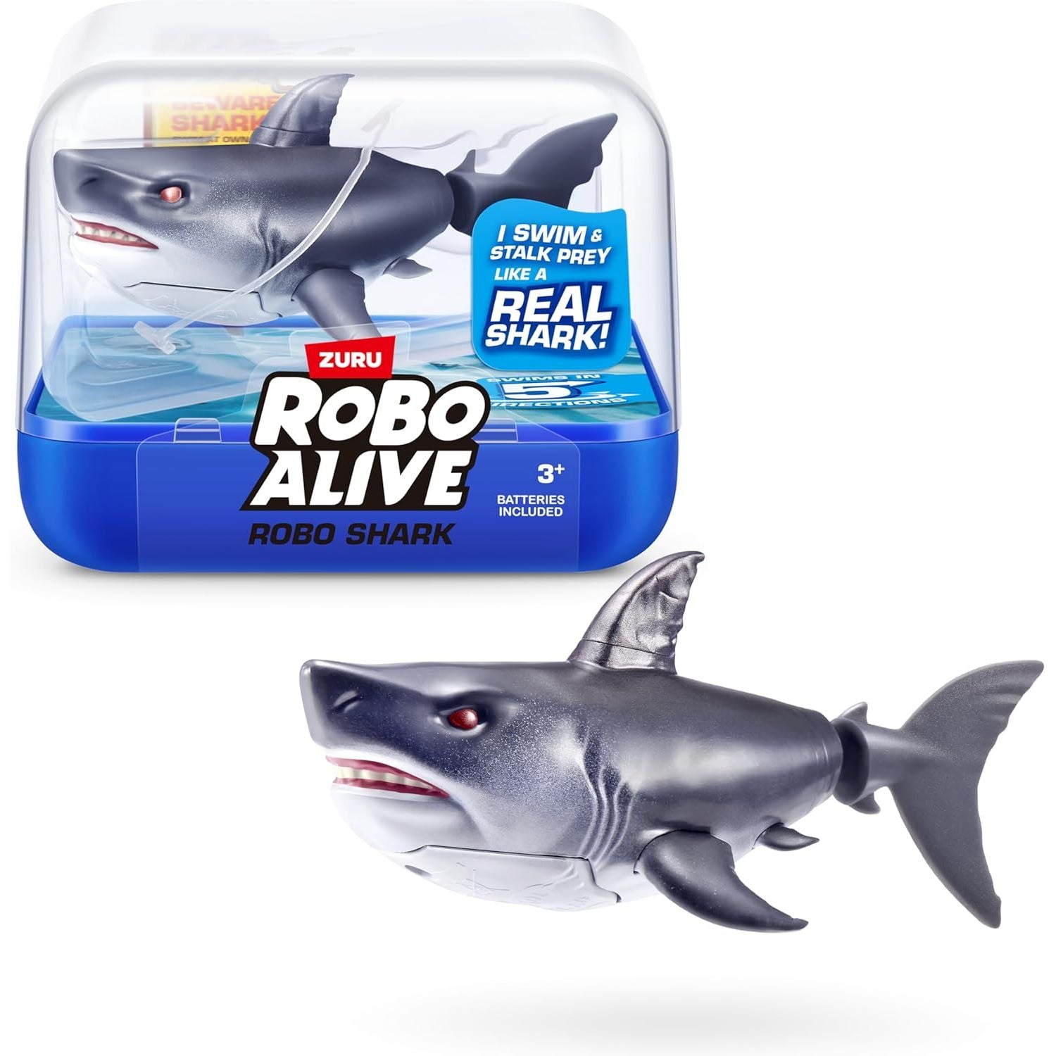 Zuru Robo Alive Shark Robotic Shark Toy, Water Activated Swimming Pet, Interactive Bath/Pool Play Age- 3 Years & Above